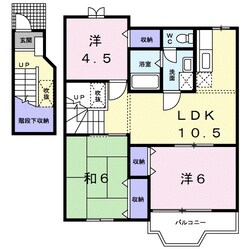 六十谷駅 徒歩23分 2階の物件間取画像